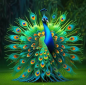 Preview: Diamond Painting  Pfau mit farbenprächtigem Federrad